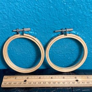 2 Wooden Embroidery Hoops 3” each